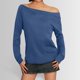 thumbnail image 2 of Blusa de manga larga con hombros descubiertos para mujer - Camiseta informal de verano de color liso, 2 of 6