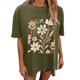 thumbnail image 5 of Faldas Cortas para Mujeres, Impresión de Flores Casual Oversized Camiseta de Manga Corta Top Hecho de 95% Poliéster 5% Spandex para Primavera Verano, Falda Corta de Verano, 5 of 7