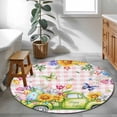 thumbnail image 3 of Round Rugs 3Ft, Spring Easter Round Area Rug Washable Indoor Throw Carpet, Colorful Eggs Floral Truck Butterflies Pink Plaid Small Non Slip Circle Rug for Bedroom Living Room Home Decor Aesthetic, 3 of 8