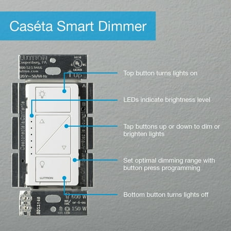 Lutron - Caseta Wireless Smart Lighting Dimmer Switch Starter Kit - White
