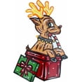 thumbnail image 2 of Christmas Reindeer Sits in a Gift Box with a Peppermint Outdoor Decoration, 2 of 5