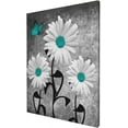 thumbnail image 6 of Loodaent Teal Daisy Butterflies 12” x 16” Framed Canvas Art Prints, 6 of 6