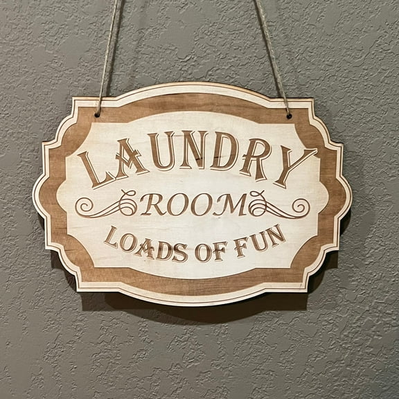 Laundry Room - Raw Wood Door Sign 7x9.5in