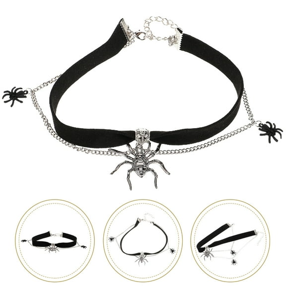Raindrops 1Pack Goth Chokers Black Spider Shape Double Layer Design Costume Accessory for Women  Party