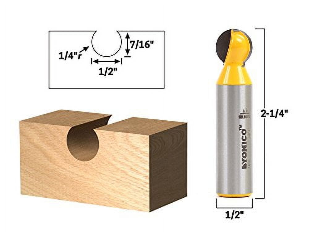 YONICO Groove Ball End Router Bit Set 4 Bit 1/2-Inch Shank Bit Set - 1/2" Shank