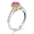 thumbnail image 3 of Gem Stone King 10K White Gold Pink Moissanite White White Lab Grown Diamond Halo Engagement Ring for Women (1.21 Cttw, Oval 7X5MM, Gemstone, Size 9), 3 of 4