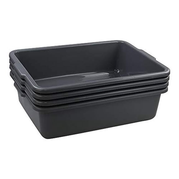 4-Pack 24 L Gray Large Plastic Bus Box, Commercial Bus Tubs
