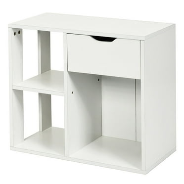 Topcobe 3-Tier Side Table with Storage Shelf and Drawer Space, Couch Side Table Living Room, Stylish Design, White