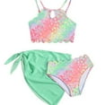 thumbnail image 6 of Staki 3 Piece Swimsuit for Teens Girls Swimsuit 3 Piece Sets Cute Print Bikini Bathing Swim Suits Comfy Summer Beach Skirt Cover Up Outfits 3-7Y(Green,4-5 Years), 6 of 7