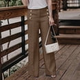 thumbnail image 2 of Sngxgn Women Pants High Waisted Pants Trousers Wide Leg Casual Pants Pockets(Khaki,XXXL), 2 of 5