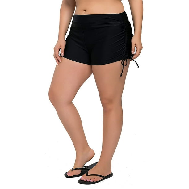 Women's Plus Size Swim Shorts High Waisted Swimsuits Bottoms Boyleg