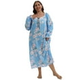 Women's Long Sleeve Nightgown Plus Size Long Sleepshirts Floral Sleep ...