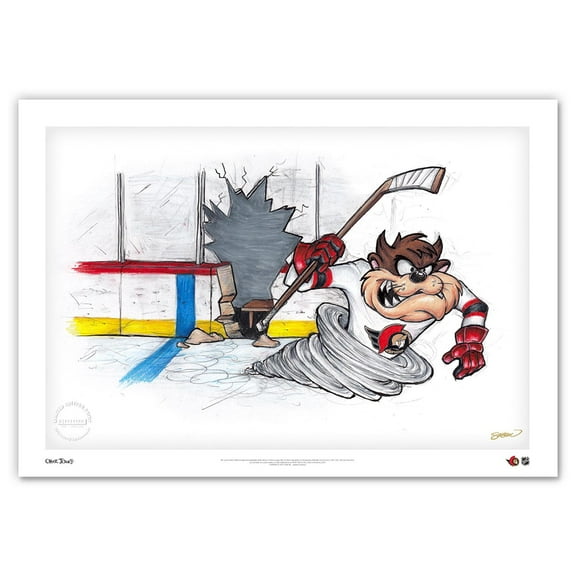 Tasmanian Devil Ottawa Senators 14" x 20" Looney Tunes Fine Art Print - Limited Edition