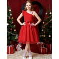 thumbnail image 4 of Oudiya Girls Spring One Shoulder Dresses Ruffle Sleeveless Formal Birthday Party Tulle Belted Dress for Kids 4-12Y, 4 of 7