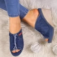 thumbnail image 4 of Sandales Compensées Espadrilles en Denim pour Femmes avec Nœud Noué, 4 of 7