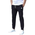 thumbnail image 2 of Men's Casual Slim-Fit Solid Color Nine-Point Pants with Pockets, Ankle-Length Trousers for Business Casual and Daily Outfits,Navy,M, 2 of 8