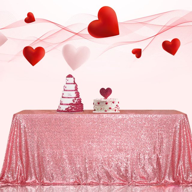 GFDYREE Sequin Tablecloth, Rectangular, 60"x102", Fuchsia Pink