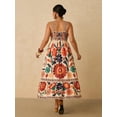 thumbnail image 3 of Apricot Womens Floral Print Maxi Dress With Spaghetti Straps And Embroidered Detail, 3 of 8