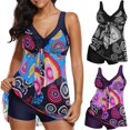 thumbnail image 4 of Women Plus Size Swimwear Printed Bathing Suit Pleated Summer Bather, 4 of 4