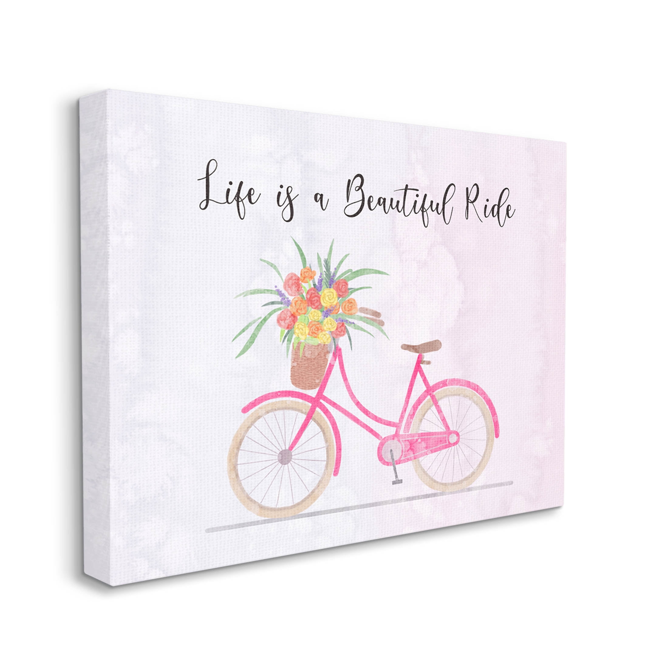 Life Is A Beautiful Ride Bicycle Inspirational Graphic Art Gallery Wrapped Canvas Print Wall Art