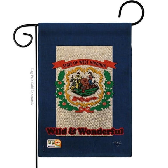 Breeze Decor BD-SS-G-108115-IP-DB-D-US13-BD 13 x 18.5 in. West Virginia Burlap Americana States Impressions Decorative Vertical Double Sided Garden Flag