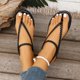 thumbnail image 5 of Sandalias Planas con Correas de Tobillo Sandalias Redondas Del Dedo Del Pie con Hebilla Ajustable de Verano, Zapatos Casuales de las Mujeres, 5 of 8
