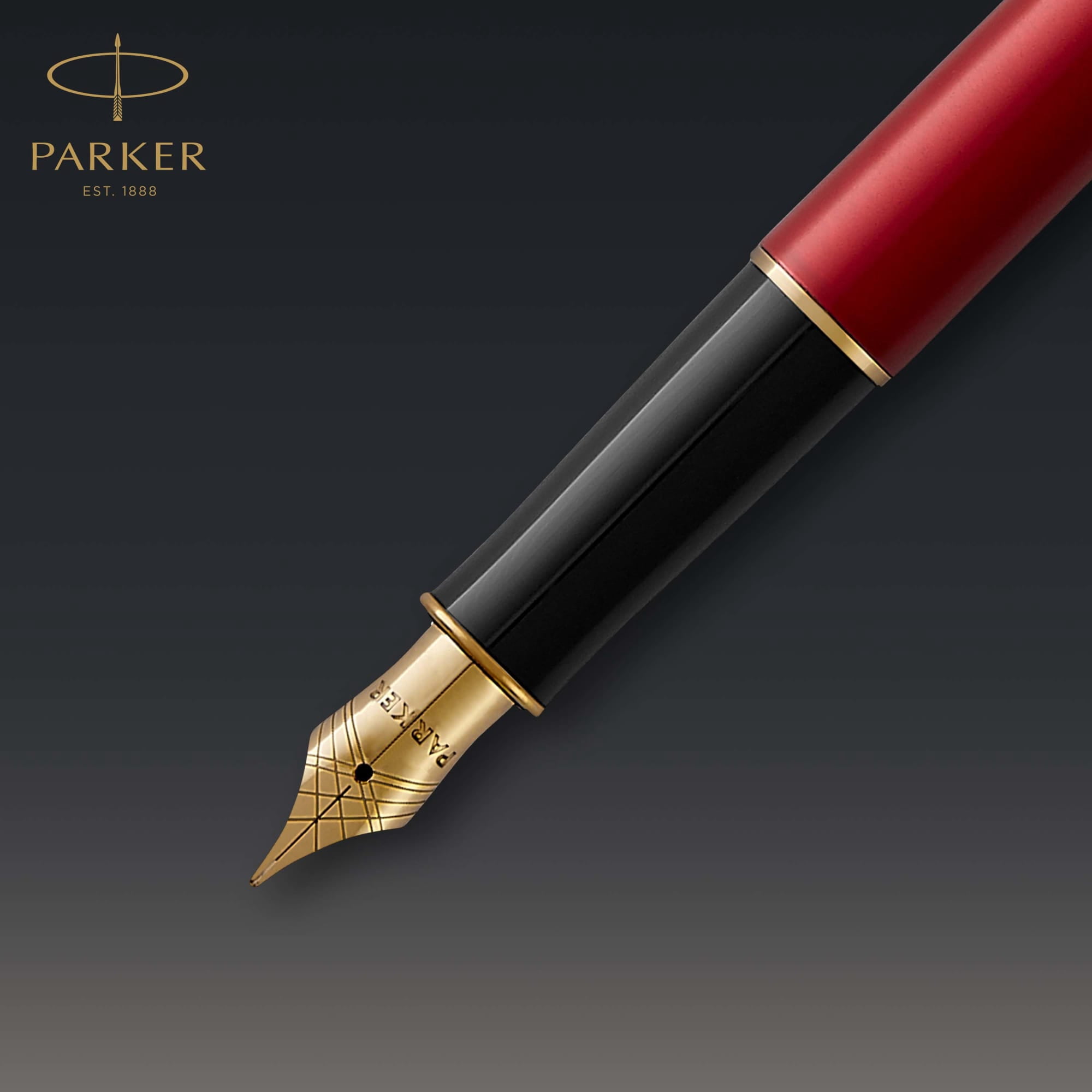 Parker Sonnet Fountain Pen | Red Lacquer with Gold Trim | Medium Nib | Gift Box