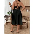 thumbnail image 5 of Plus Size Women Summer Solid Color Side Slit Hem Sexy Spaghetti Strap Dress, 5 of 10