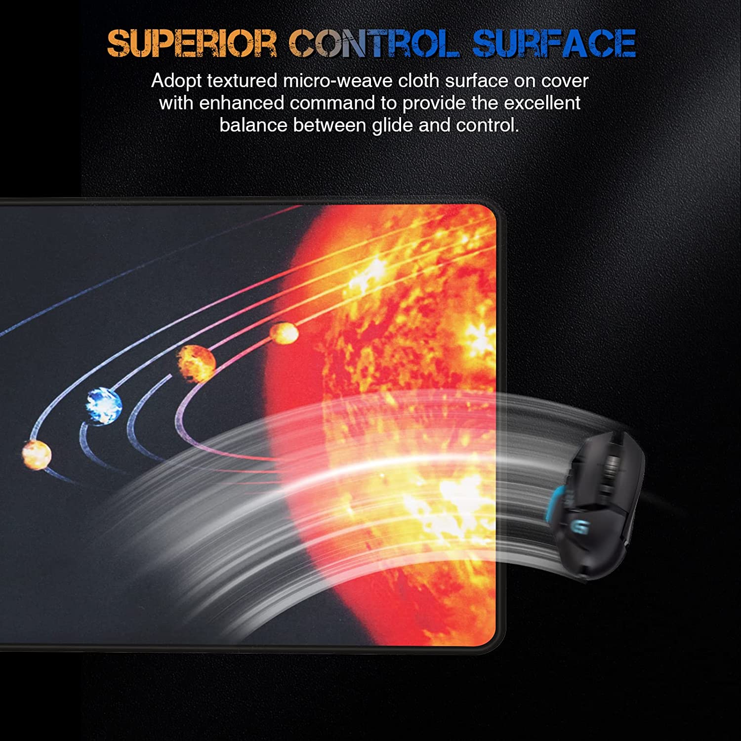 Large Gaming Mouse Pad 800 X 300 X 3mm with Stitched Edges,Extended Mousepad,Durable Non-Slip Natural Rubber Base,Washable Keyboard Pad,Desk Pad for Gamer,Office & Home-Planet