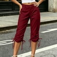 thumbnail image 5 of Women's Laceup Hem Cargo Capris Straight Leg Lightweight Summer Loose Streetwear Hiking Pants with Pockets, 5 of 9