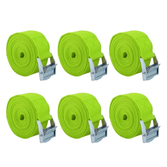 6pcs 9.8ft Cargo Tie Down Straps Lashing Straps Travel Luggage Strap Adjustable with Cam Lock Buckle for Car Truck Green