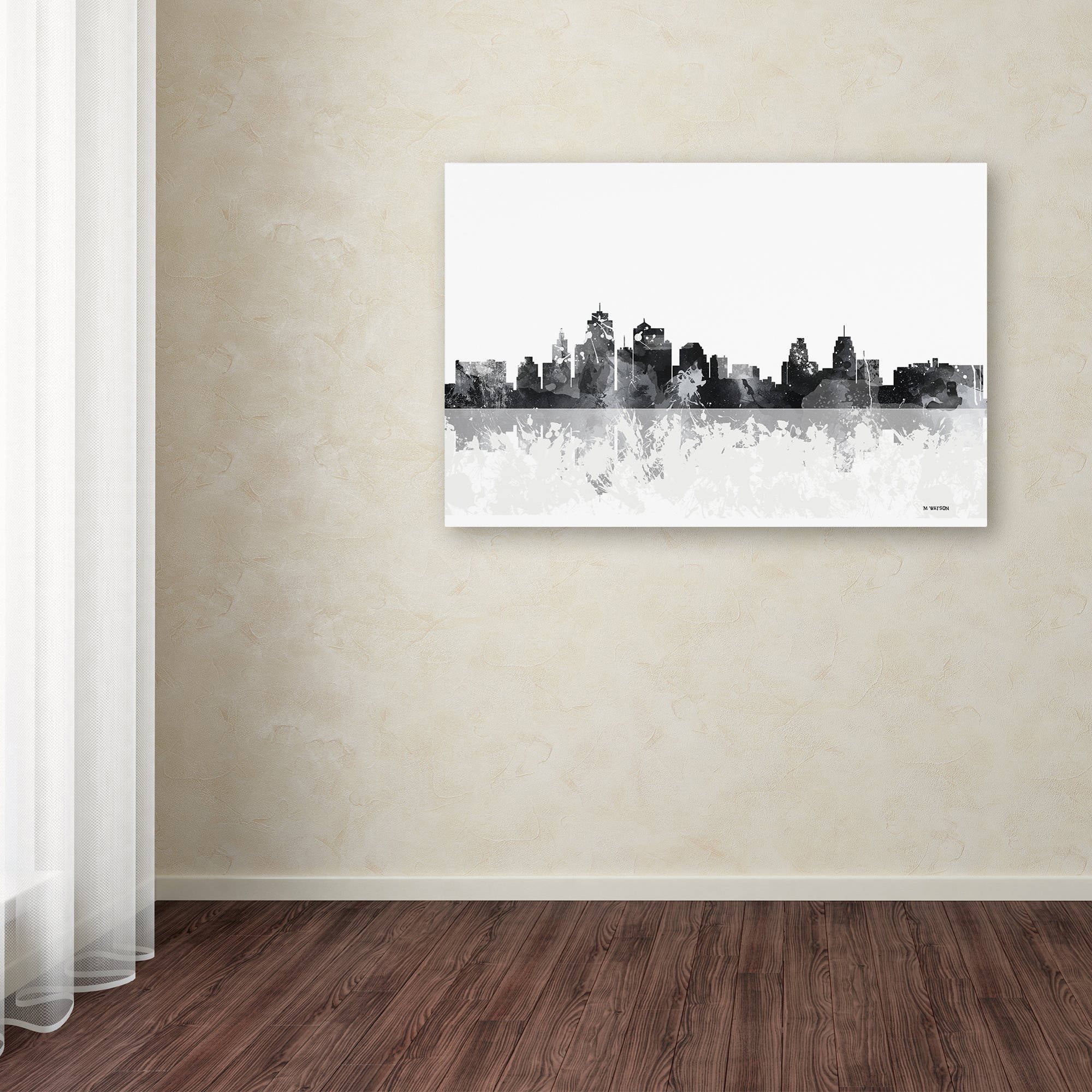 Trademark Fine Art "Kansas City Missouri Skyline" Canvas Art by Marlene Watson