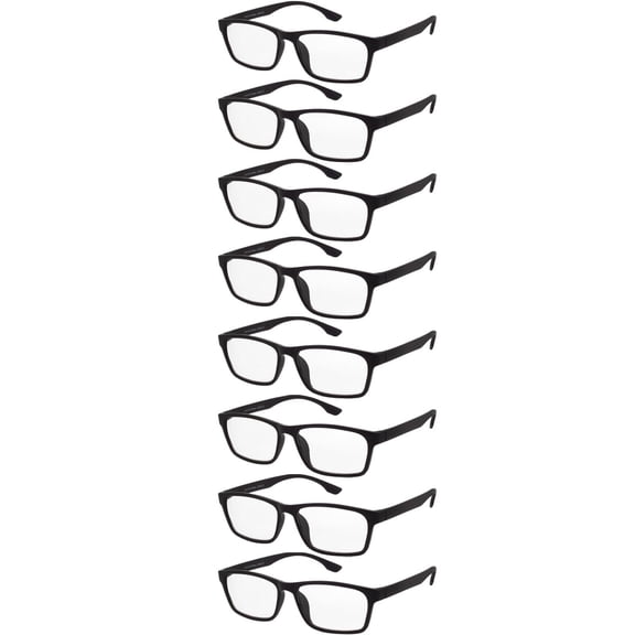 Reading Glasses Mens Womens Square Frame 8 Pack Unisex Readers Classic Glasses