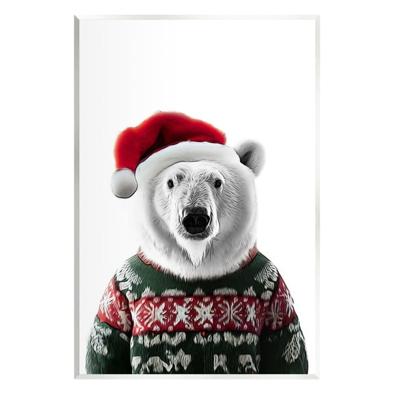 Stupell Industries Bear in Holiday Sweater Holiday Painting Unframed Art Print Wall Art, 10 x 15