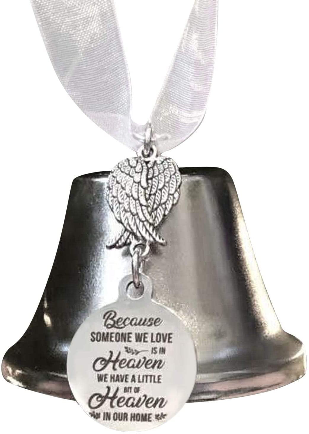 Christmas Bell Xmas Tree Pendant Gift Silver Ornament with Exquisite Angel Wing 