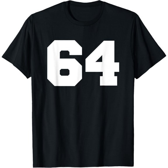Premium Daily Comfort - Number 64 Sports Jersey Player #64 Fan FRONT Print Varsity T-Shirt