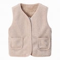 thumbnail image 2 of Towmus Girls Fleece Vest Sleeveless Button Down Sherpa Jacket Cute Solid Color Outerwear with Pockets for Toddler & Kids, White, 9-13 Years, 2 of 6