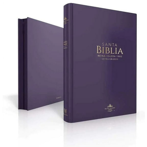 Biblia RVR 1960 Letra Grande Tamaño Manual Símil Piel Morado con Cierre