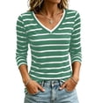 thumbnail image 2 of Neewe 3/4 Length Striped Sleeve Womens Tops Dressy V Neck Collared Shirts Trendy Business Casual Work Blouses Daily Outfits 2026, 2 of 7