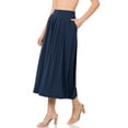 thumbnail image 2 of Niobe Clothing Womens Mid Calf Pleated Midi Swing Skirt High Waist A-Line, 2 of 6