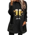 thumbnail image 2 of Liquidation à Moins de 6! Manteau Chaud Épais à Manches Longues Imprimé pour Femmes Sevevn, Col Rond, Économies d'Été, Noir m, 2 of 4