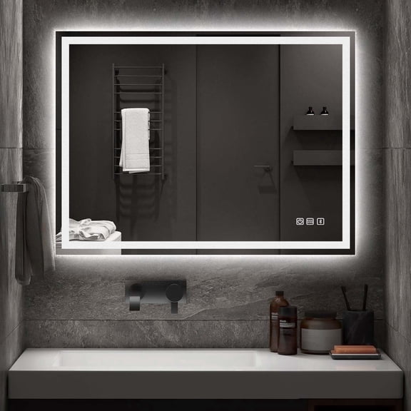 STARLEAD 32" x 24" LED Bathroom Mirror with Bluetooth Speakers, Anti-Fog, Dimmable Lighting, 3 Color Temperatures, Wall Mounted, Touch Control, Tempered Glass
