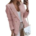 thumbnail image 1 of Womens Double Breasted Tweed Blazers Casual Long Sleeve Open Front Blazer Jackets Work Suits, 1 of 6