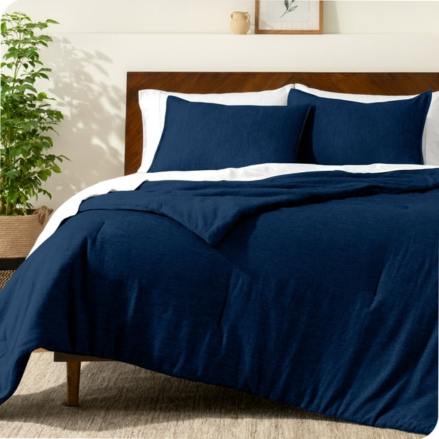 Bare Home Down Alternative Comforter Set - 2-Pieces - All Seasons - Twin/Twin-XL, Heather Dark Blue