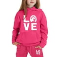 thumbnail image 4 of Big Girls Outfits Set Kids Letter Print Hoodie Pants Casual Comfy Two Piece Outfit Kids Clothing Hot Pink Size 8-9T, 4 of 4