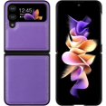 thumbnail image 3 of Case for Samsung Galaxy Z Flip 4 5G (2022) Genuine Leather Back Cover Hard PC Protective Shell Slim Fit Phone Case for Galaxy Z Flip4 - Purple, 3 of 12