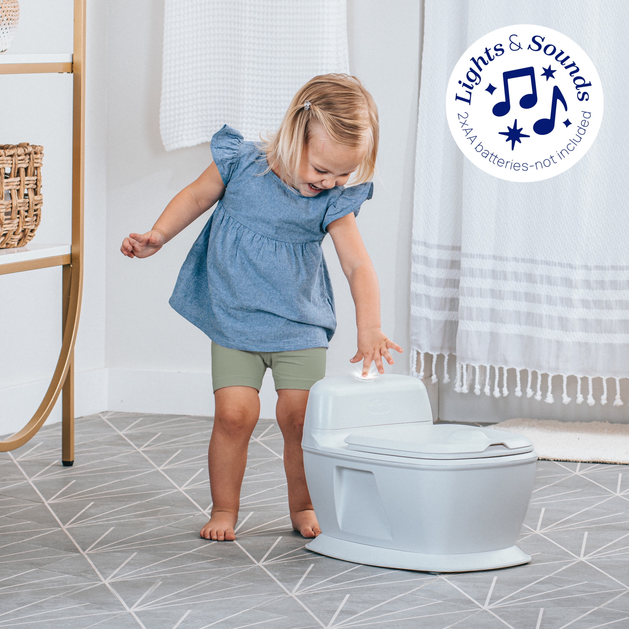 Chicco Toddler Training Toilet with Removable Bowl, Lights & Flushing Sounds - White, New