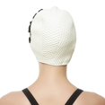 thumbnail image 2 of Beemo Swim Bathing Caps for Women & Girls - Retro Style Latex Bubble Crepe Swimming Hat with Tripple Flowers for Long/Short Hair, 2 of 4