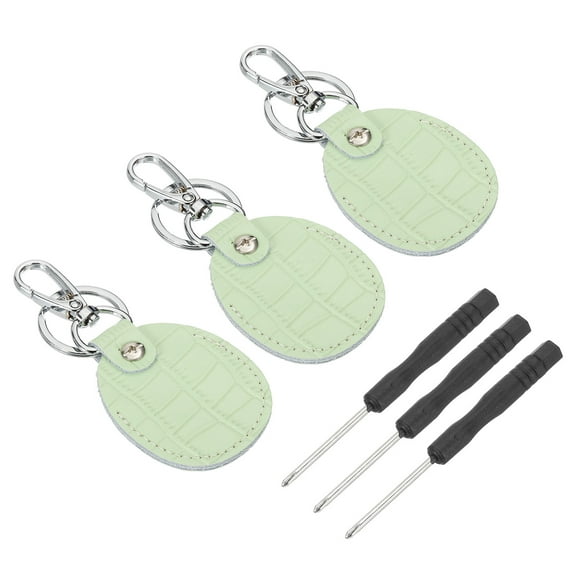 Uxcell Leather Key Fob, 3 Pcs Genuine Leather Key Cover RFID Key Fob Protector Air Tag Holder Keychain Case with Key Ring & Screwdriver for Car Key ID Key Cards Light Green