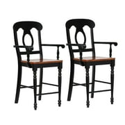 The Hamptons Collection Set of 2 Antique Black and Cherry Brown Napoleon Style Counter Height